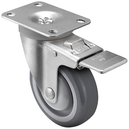 Swivel Plate Caster w/Total-Lock, Polyur, 4in, 300lb MPN:2G031