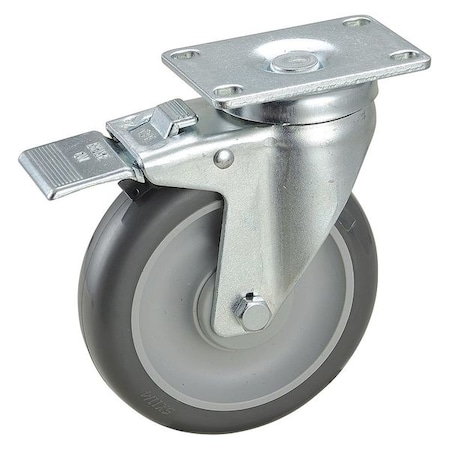 Swivel Plate Caster w/Total-Lock, Polyur, 5in, 315lb MPN:2G033