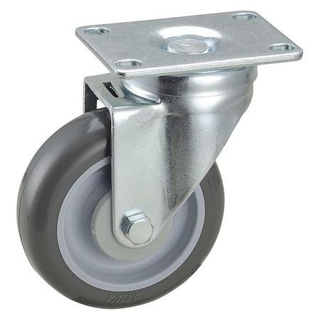 Swivel Plate Caster, 4 in Dia, 300 lb, Gray MPN:2G043