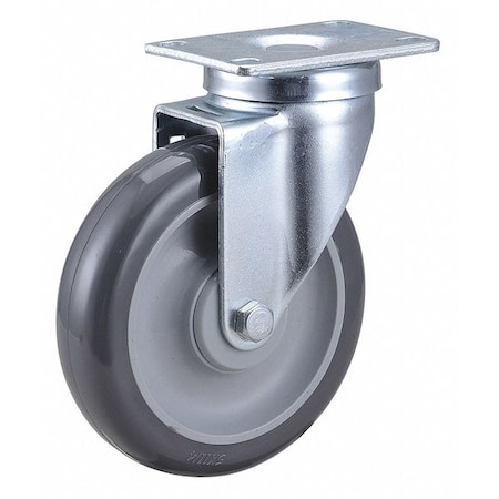 Swivel Plate Caster, 5 in Dia, 315 lb, Gray MPN:2G045