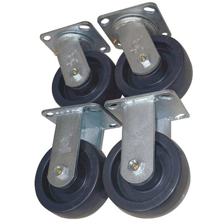 Plate Caster, Rigid, Swivel, 5 5/8