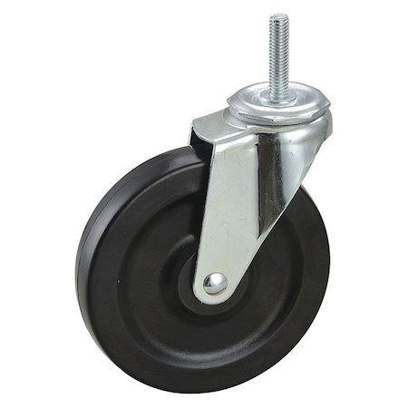 Swivel Stem Caster, Rubber, 5 in., 125 lb., Stem Dia.: 3/8 in MPN:32J789