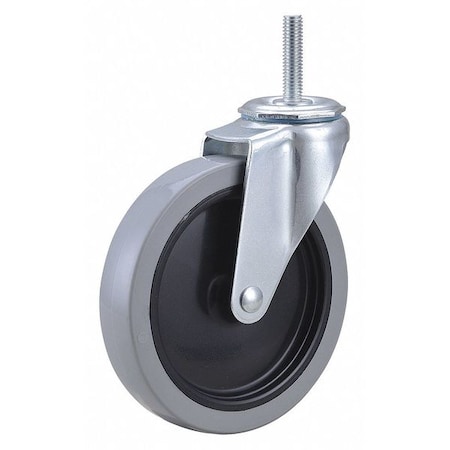 Swivel Stem Caster, Polyurthn, 5 in, 160 lb, Thread Size: 3/8