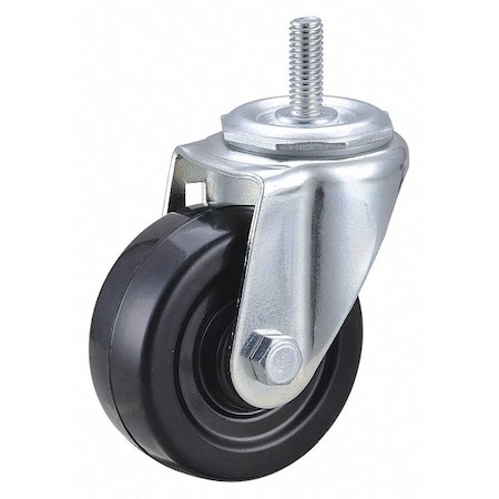 Swivel Stem Caster, Rubber, 3 in., 150 lb., Core Color: Black MPN:32J860