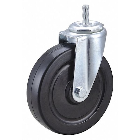 Swivel Stem Caster, Rubber, 5 in., 200 lb., Stem Dia.: 3/8 in MPN:32J862