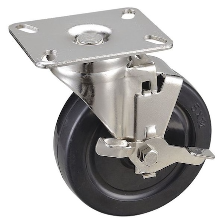 Swivel NSF-Listed Plate Caster w/Brake, 240 lb, NSF-Listed Plate Type A MPN:33H660