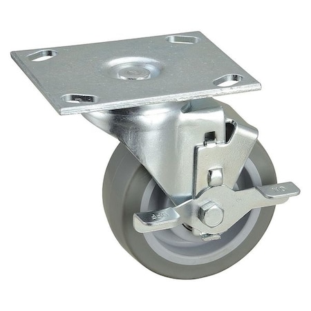 Swivel NSF-Listed Plate Caster w/Brake, 275 lb., NSF-Listed Plate Type B MPN:33H716