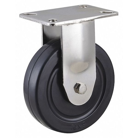 Rigid NSF-Listed Plate Caster, Rubber, 5 in., 240 lb. MPN:33H921