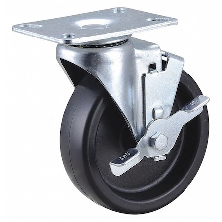Swivel NSF-Listed Plate Caster w/Brake, 350 lb, NSF-Listed Plate Type A MPN:33J016