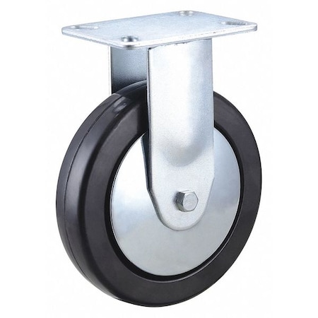 Rigid Plate Caster, Rubber, 6 in., 280 lb. MPN:33J071