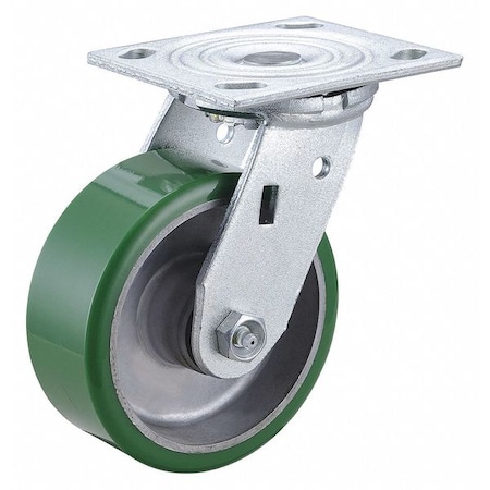 Swivel NSF-Listed Plate Caster, 5 in. Dia, 1050 lb, Green MPN:3G139