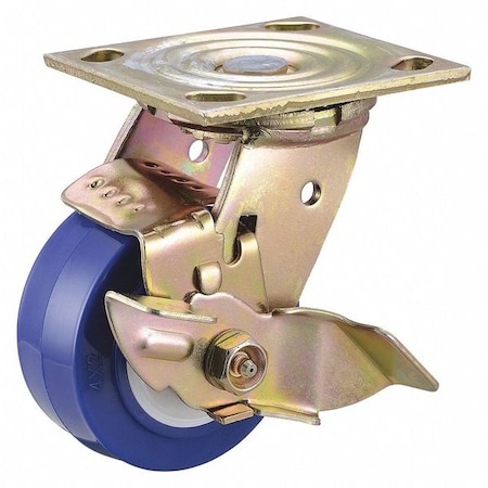 Plate Caster, Swivel, Polyurethane, 5 5/8