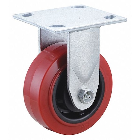 Plate Caster, Rigid, Polyurethane, 6 1/2