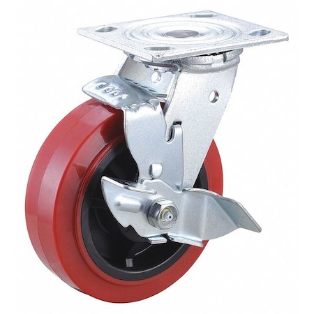 Standard Plate Caster, 6 in Dia, 7 1/2 in Ht, 800 lb Load Rating, Polyurethane MPN:400K54