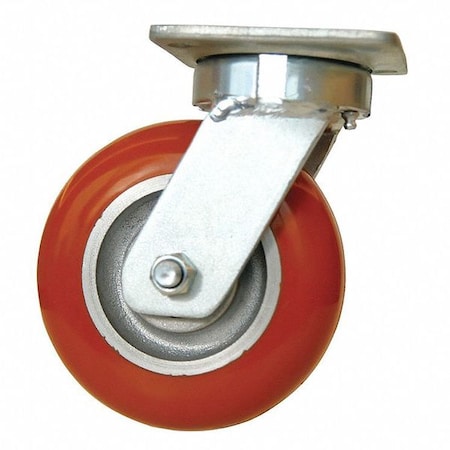 Plate Caster, Swivel, Polyurethane, 7 1/2