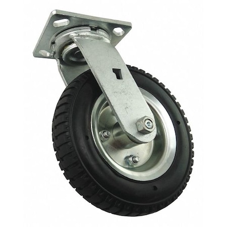 Plate Caster, Swivel, Rubber, 9 1/2