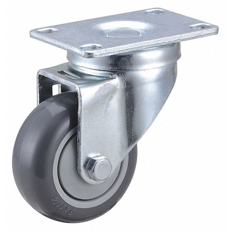 Plate Caster, Swivel, Polyurethane, 4 1/4