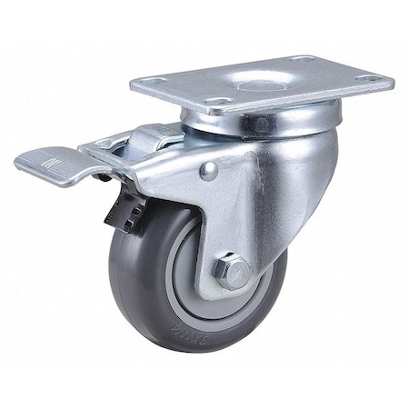Plate Caster, Swivel, Polyurethane, 4 1/4