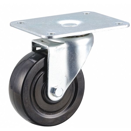 Plate Caster, Swivel, Rubber, 5 1/8