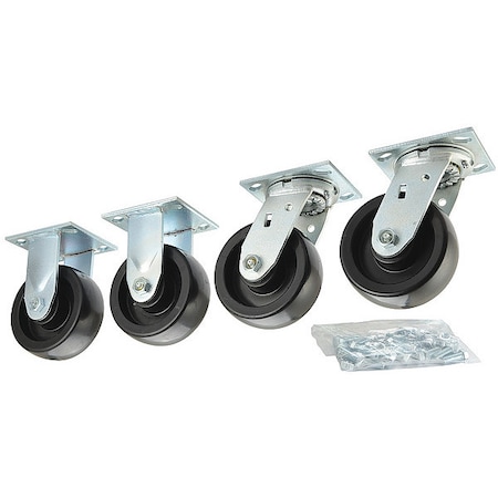Plate Caster, 5 in Wheel Diameter, 2600 lbs, PK4 MPN:435X97