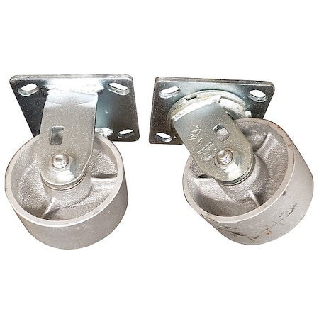 Plate Casters, Rigid, Swivel, 5 1/2