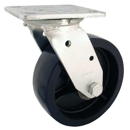 Swivel Plate Caster, Rubber, 6 in., 820 lb. MPN:46-RAB-0620-S-EHT