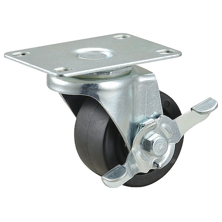 Plate Caster, Swivel, Polyolefin, 3 3/8