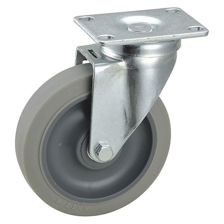 Swivel Plate Caster, TPR, 5 in Dia, 250 lb. MPN:4DE68