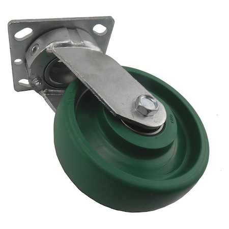 Plate Caster, Swivel, Polyurethane, 7 1/2