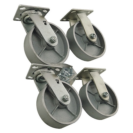 Plate Caster, Rigid, Swivel, Steel, 7 1/2