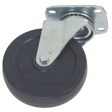 Swivel NSF-Listed Plate Caster, Rubber, 5 in., 200 lb. MPN:4W907