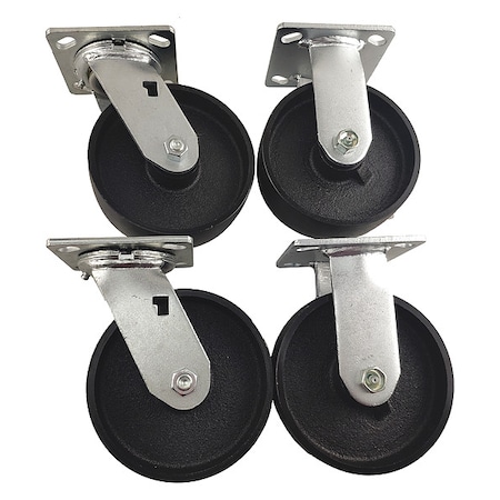 Plate Casters, Rigid, Swivel, 7 1/2