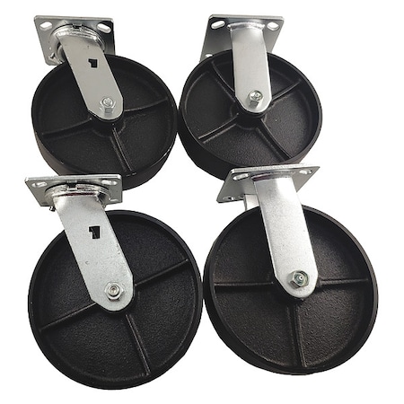 Plate Casters, Rigid, Swivel, 9 1/2