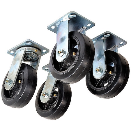 Plate Caster Kit, Rubber, 6