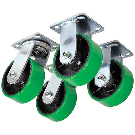 Plate Caster Kit, Poly, 8 in., 4800 lb., PK4 MPN:5PKJ3