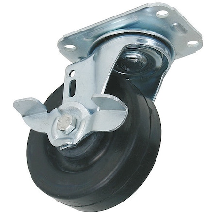 Swivel Plate Caster, Rubber, 4 in., 165 lb. MPN:5UX76