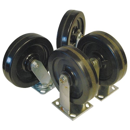 Plate Caster Kit, Rubber, 6 in., 600 lb, PK4 MPN:6604