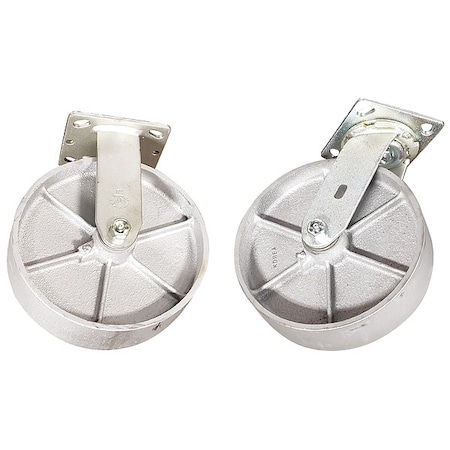 Plate Casters, Rigid, Swivel, 9 1/2