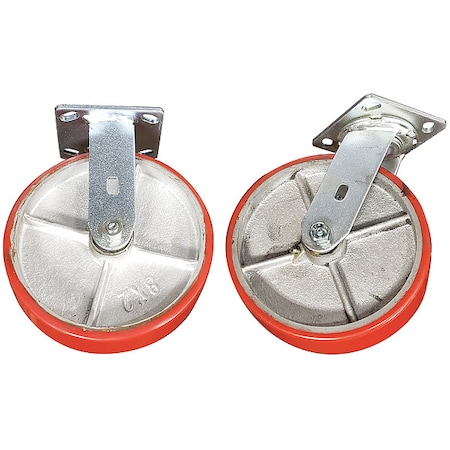 PlateCasters, Rigid, Swivel, PU, 9 1/2