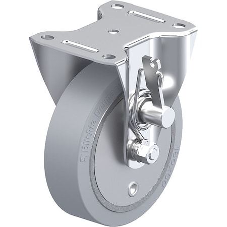Plate Caster, Rigid, Rubber, 7 11/16