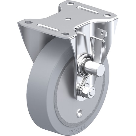 Plate Caster, Rigid, Rubber, 7 11/16