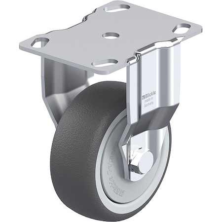 Plate Caster, Rigid, Polyurethane, 4 3/8