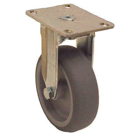 Plate Caster, Rigid, Rubber, 4 3/8
