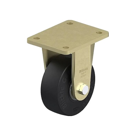 Plate Caster, Rigid, Rubber, 6 11/16