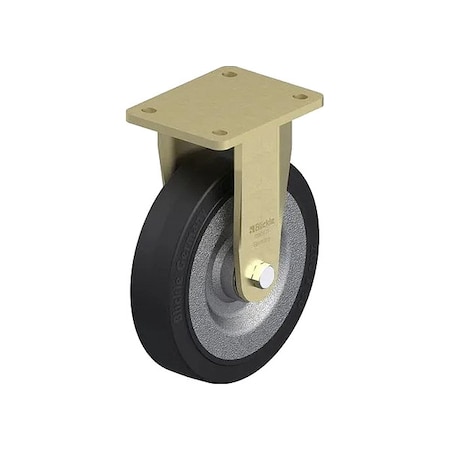 Plate Caster, Rigid, Rubber, 9 5/8