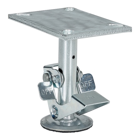 Floor Lock, Top Plate, 7 in H, 6 in. Caster MPN:FL-LK-6EH