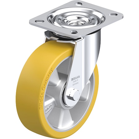 Plate Caster, Swivel, Polyurethane, 5 7/8