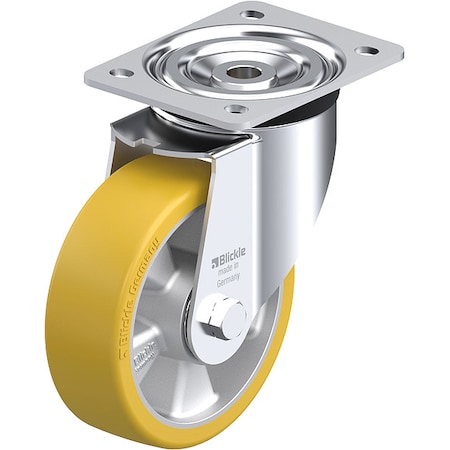 Plate Caster, Swivel, Polyurethane, 7 1/2