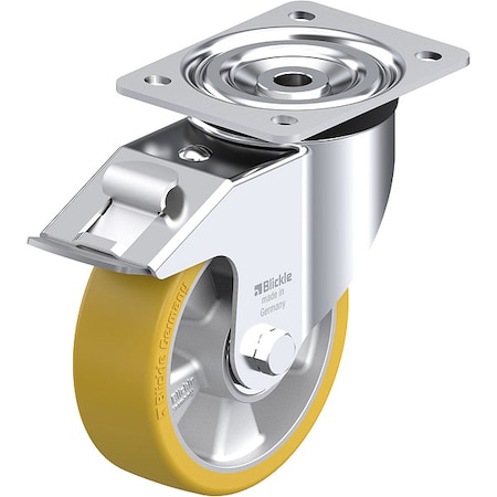 Plate Caster, Swivel, Polyurethane, 7 1/2