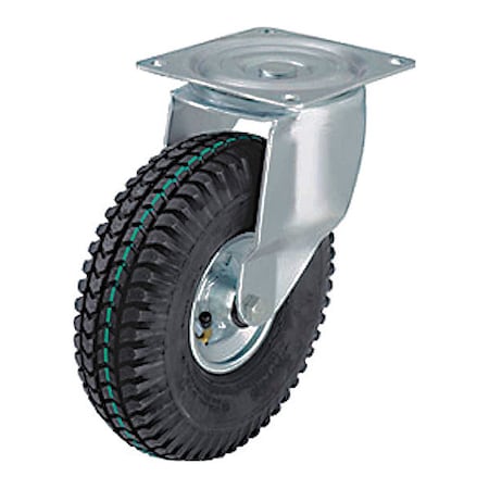 Plate Caster, Swivel, Rubber, 12 1/8